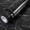 Marble Aluminum Foil Kitchen Stickers – Oil-Proof, Waterproof, Self-Adhesive Wallpaper PVC (Black Marble, 60cm x 200cm, Pack of 2) ( black, Free Size ).