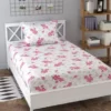 Floral Cotton Fitted Bedsheet – Single Size with 2 Pillow Covers ( default, Standard )
