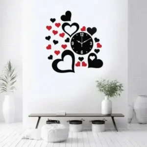 Amazing Stand Heart Acrylic Wall Clock – Modern Plastic Design, All-Purpose ( default, Standard ).