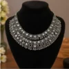 Samridhi DC 3 Layers Mirror Jewellery Set with Necklace and Earrings, Oxidised Silver, 1 Set ( default, Free Size )