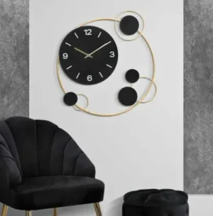 Decorative Round Iron Metal Wall Clock for Living Room, Bedroom, Office ( default, M )