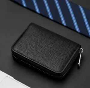 Premium PU Leather Credit Card Holder – 9 Slot Zipper Card Wallet for ATM, Debit, Credit & ID Cards ( black, OS )