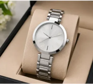 Women’s Designer Metal Analog Watch – Round Brown Dial Quartz Wristwatch | Stylish Fashion Watch with Additional Strap ( silver, OS )