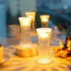 Crystal LED Night Lamp – USB Rechargeable Diamond Table Lamp with Warm Light for Bedroom, Living Room & Home Décor ( default, OS )