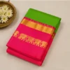 Elephant Design Cotton Silk Saree with Running Blouse Piece ( green, Free Size )