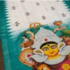 Digital Print Cotton Linen Saree with Blouse ( blue, Free Size )