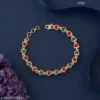 Indian Wedding Jewellery Set for Women | Gold-Plated Brass Necklace & Bracelet with Cubic Zirconia | Adjustable Choker/Maangalyam/Murukku Style ( default, Standard ).