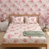 Floral Cotton Blend Fitted Bedsheet with 2 Pillow Covers