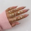 Gold Plated Alloy Floral Adjustable Finger Ring for Women