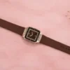 Luxury Square Watch for Women & Girls – Brown Dial with Crystal Border | Stylish Silicon Strap Quartz Wristwatch ( brown, OS )