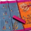 Silk Saree with Blouse, Khadi Silk Designer Printed Saree for Women,1 Pc ( grey, Free Size )