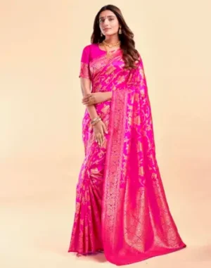 Jacquard Saree Everyday Elegance Collection ( pink, OS )
