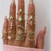 Gold Plated Floral Finger Ring for Women | Elegant Adjustable Alloy Ring for Party, Wedding & Daily Wear ( default, OS )