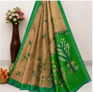 Silk Saree with Blouse, Khadi Silk Designer Printed Saree for Women,1 Pc ( brown, Free Size )