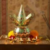 Traditional Decorative Pooja Kalash with Lotus Crown Design for Rituals (1 Set) ( default, OS )