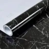 Marble Aluminum Foil Kitchen Stickers – Oil-Proof, Waterproof, Self-Adhesive Wallpaper PVC (Black Marble, 60cm x 200cm, Pack of 2) ( black, Free Size ).