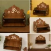 Wooden Hanging Temple – 2-Step Decorative Mandir for Home & Puja Room | Traditional Spiritual Wall Hanging ( brown, OS )