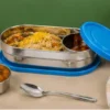 Stainless Steel Oval Lunch Box Set – 2-Piece Leakproof Lid-Lock Tiffin with Spoon for Kids, School, Office & Travel ( multicolor, OS )