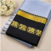 Elephant Design Cotton Silk Saree with Running Blouse Piece ( grey, Free Size )