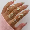 Gold Plated Floral Finger Ring for Women | Elegant Adjustable Alloy Ring for Party, Wedding & Daily Wear ( default, OS )