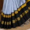 Elephant Design Cotton Silk Saree with Running Blouse Piece ( grey, Free Size )