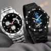 Men’s Analog Watch Combo Pack of 2 – Black Dial Stainless Steel Chain & Rubber Strap Watches | Quartz Casual Wristwatch Set ( default, OS )