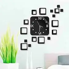 Amazing Stylish Square Acrylic Wall Clock – Modern Plastic Design, All-Purpose ( black, Standard ).