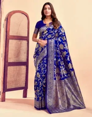 Jacquard Saree Everyday Elegance Collection ( Royal Blue, OS )