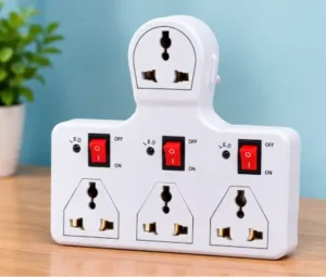 4 Socket 3 Switch Multi Plug 6A – Universal Travel Extension Board with Safety Switches | 600W ( white, OS )