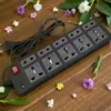 10 Socket Extension Board with Universal Plug Design and 1.5 Meter Power Cable for Home Office and Electronics ( default, Standard )