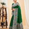 bottle green banarasi saree