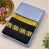 Elephant Design Cotton Silk Saree with Running Blouse Piece ( grey, Free Size )