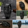 Men's Black Analog Quartz Watch – Stylish Square Dial Metal Strap Wrist Watch for Boys & Men ( black, OS )
