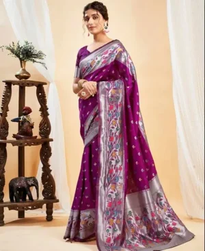 Magenta color banarasi silk saree