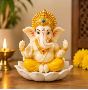 Lord Ganesha Idol for Home Decor & Pooja, Cute Ganpati Murti, Resin, 1 Pc ( multicolor, OS )