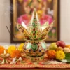 Traditional Decorative Pooja Kalash with Lotus Crown Design for Rituals (1 Set) ( default, OS )