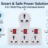 4 Socket 3 Switch Multi Plug 6A – Universal Travel Extension Board with Safety Switches | 600W ( white, OS )