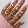 Gold Plated Floral Finger Ring for Women | Elegant Adjustable Alloy Ring for Party, Wedding & Daily Wear ( default, OS )
