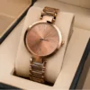 Women’s Designer Metal Analog Watch – Round Brown Dial Quartz Wristwatch | Stylish Fashion Watch with Additional Strap ( brown, OS )
