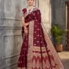 maroon color silk saree