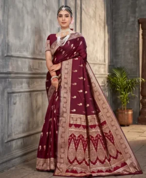 maroon color silk saree