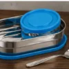 Stainless Steel Oval Lunch Box Set – 2-Piece Leakproof Lid-Lock Tiffin with Spoon for Kids, School, Office & Travel ( multicolor, OS )