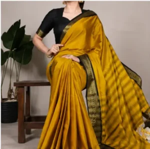 Special Paithani Silk Saree for Women with Art Silk Blouse Piece ( yellow, Free Size )