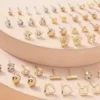 RARE 1 Gold Plated Multicolor Pearl & AD Studs Combo – 30 Pairs ( default, Standard )