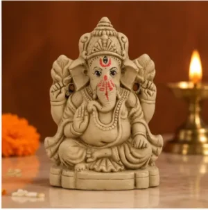 4 Inch Eco-Friendly Ganpati Murti, Matti Ganesha Idol, Biodegradable Ganesh Statue for Ganpati Pooja & Visarjan ( default, OS )