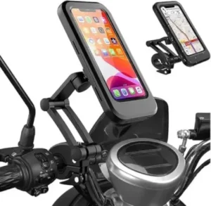 Motorcycle Bicycle Waterproof Mobile Stand, Adjustable Handlebar Phone Holder for Bike & Scooter ( black, OS )