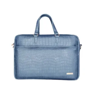 Durable Navy Blue Vegan Leather Laptop Bag with Reinforced Stitching ( blue, Standard )