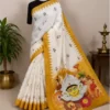 Digital Print Cotton Linen Saree with Blouse ( yellow, Free Size )