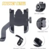Motorcycle Bicycle Waterproof Mobile Stand, Adjustable Handlebar Phone Holder for Bike & Scooter ( black, OS )