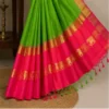 Elephant Design Cotton Silk Saree with Running Blouse Piece ( green, Free Size )